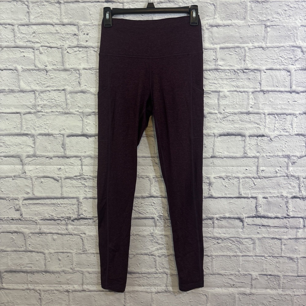 Aerie M High Rise Leggings Burgundy‎ Space Dye Pockets Gym Workout Athleisure